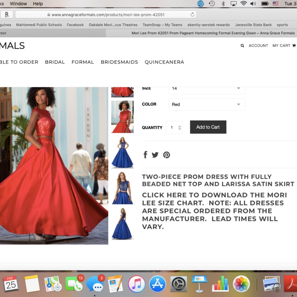 Morilee Red two piece Prom Dress
